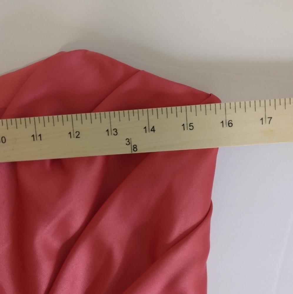 Size 8 Strapless David's Bridal Coral Salmon Bubble Balloon Skirt - Picture 6 of 9